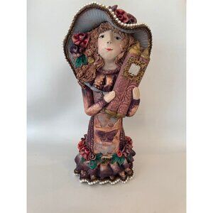 Amy Shimek Handcrafted Jewish Girl Figurine w/ Torah - Bat Mitzvah Gift Signed